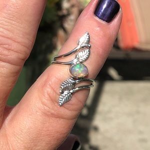 Ethiopian Opal Sterling Silver Ring Sz 7.5
